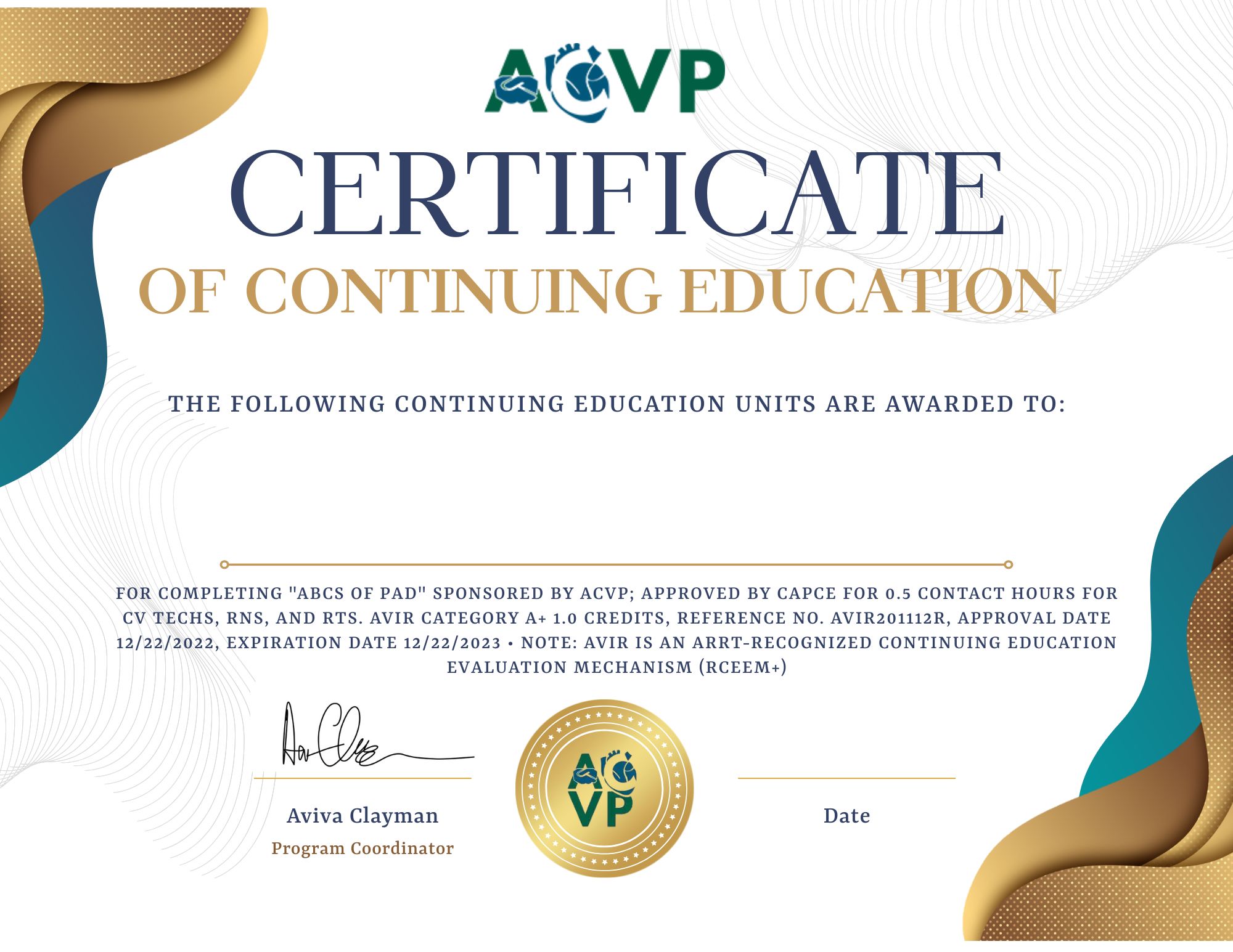 Abcs Of Pad Certificate Acvp Online